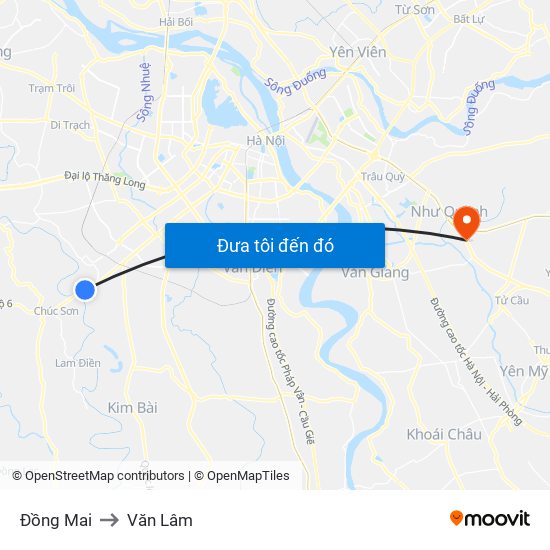 Đồng Mai to Văn Lâm map