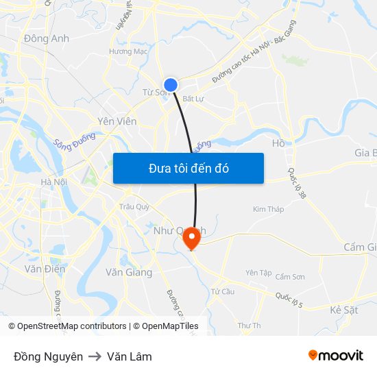 Đồng Nguyên to Văn Lâm map