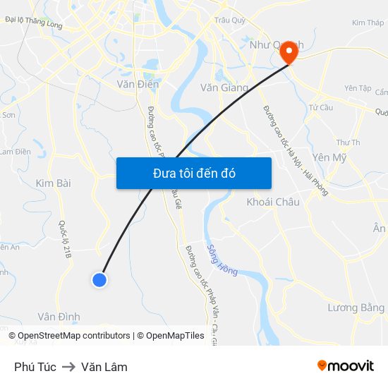 Phú Túc to Văn Lâm map