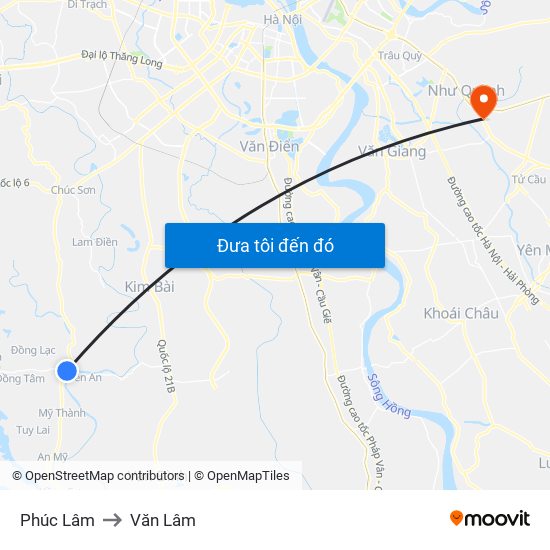 Phúc Lâm to Văn Lâm map