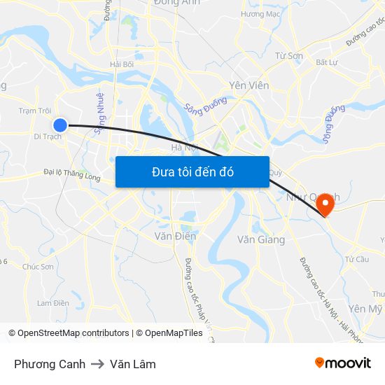 Phương Canh to Văn Lâm map