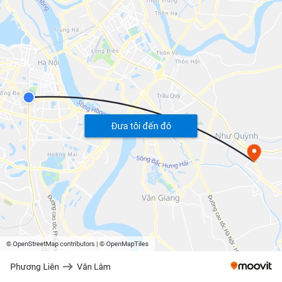 Phương Liên to Văn Lâm map