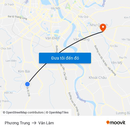 Phương Trung to Văn Lâm map