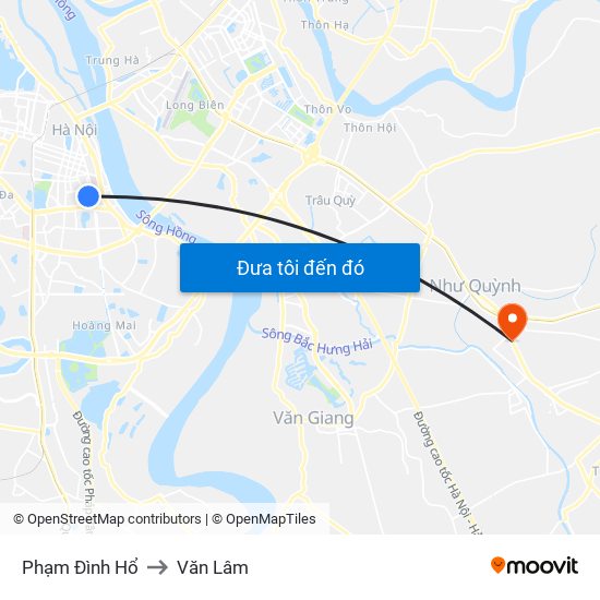 Phạm Đình Hổ to Văn Lâm map