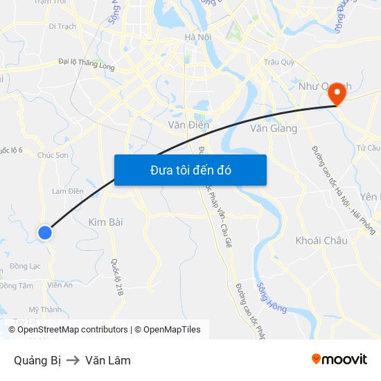 Quảng Bị to Văn Lâm map