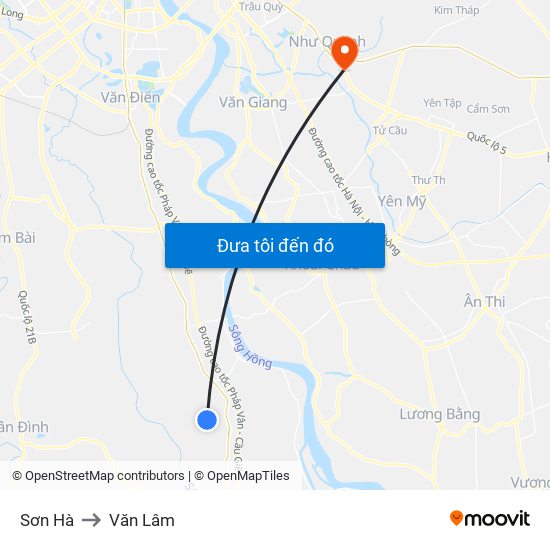 Sơn Hà to Văn Lâm map