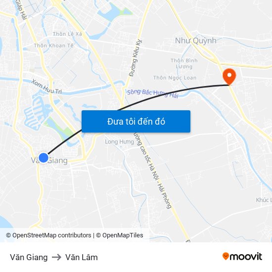 Văn Giang to Văn Lâm map