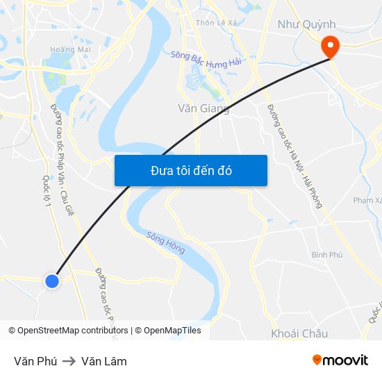 Văn Phú to Văn Lâm map