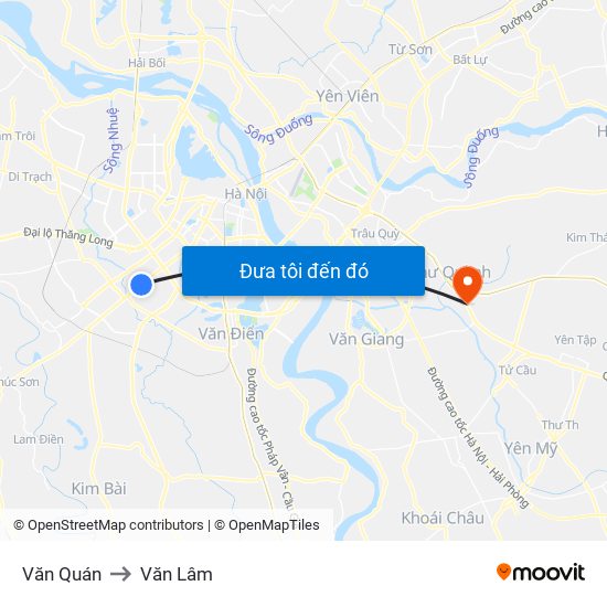 Văn Quán to Văn Lâm map