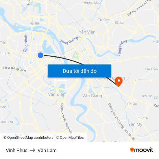 Vĩnh Phúc to Văn Lâm map