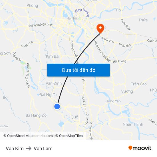 Vạn Kim to Văn Lâm map