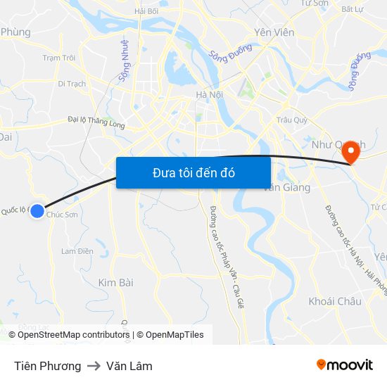 Tiên Phương to Văn Lâm map