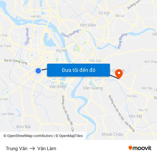 Trung Văn to Văn Lâm map