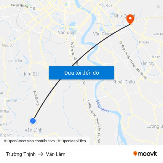 Trường Thịnh to Văn Lâm map