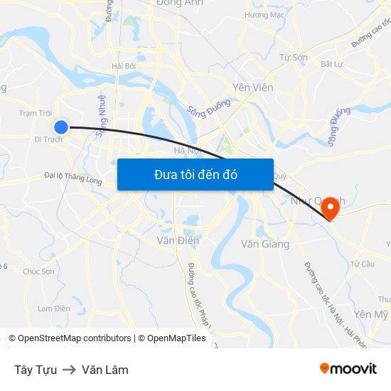 Tây Tựu to Văn Lâm map