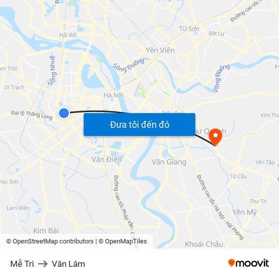 Mễ Trì to Văn Lâm map