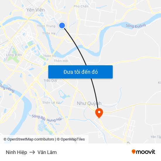 Ninh Hiệp to Văn Lâm map