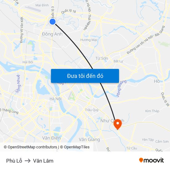 Phù Lỗ to Văn Lâm map