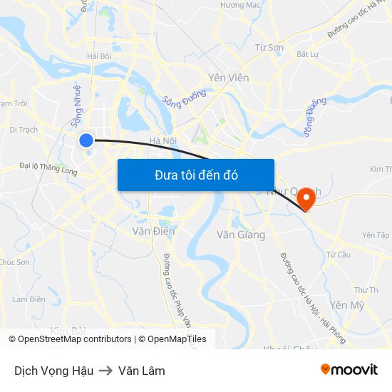 Dịch Vọng Hậu to Văn Lâm map