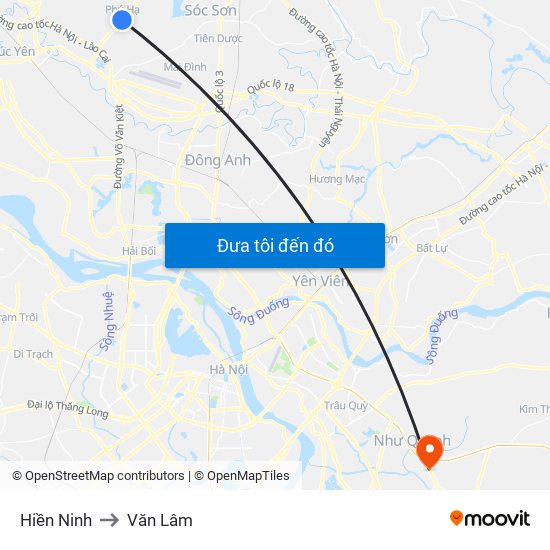 Hiền Ninh to Văn Lâm map