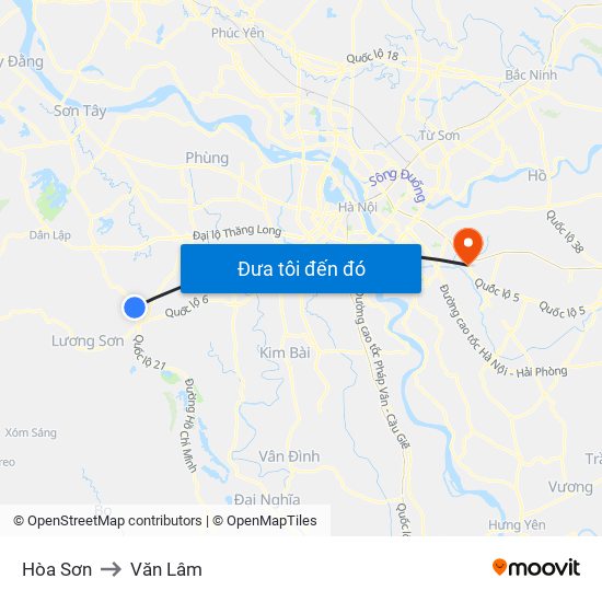 Hòa Sơn to Văn Lâm map