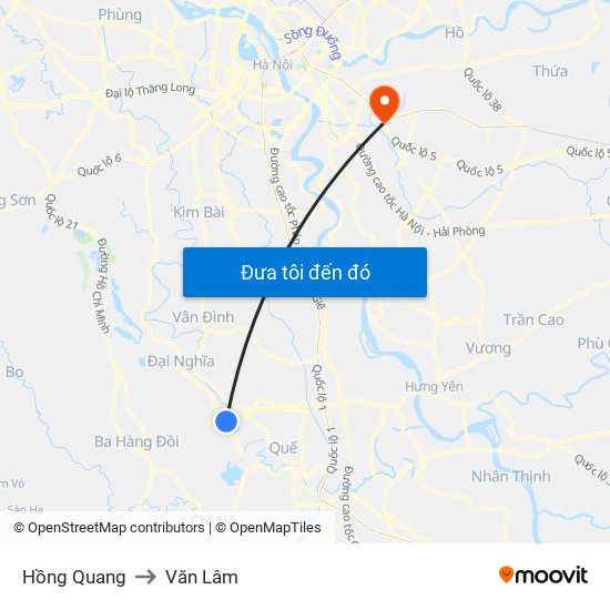 Hồng Quang to Văn Lâm map