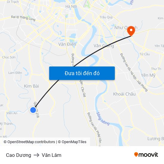 Cao Dương to Văn Lâm map