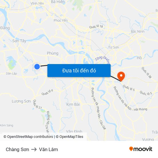 Chàng Sơn to Văn Lâm map