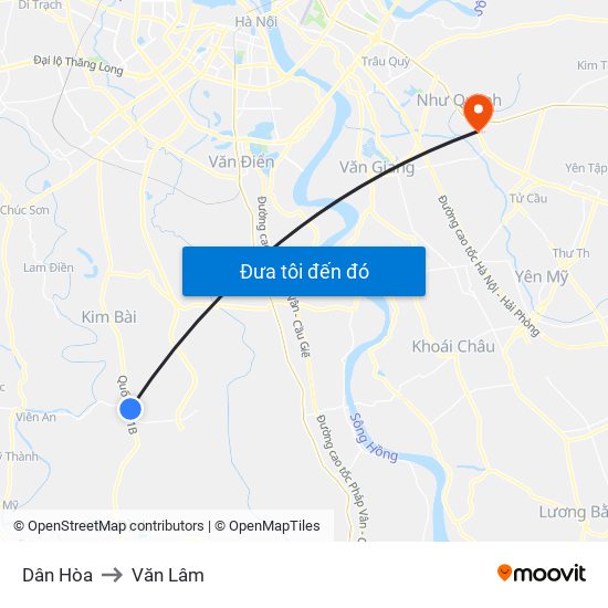 Dân Hòa to Văn Lâm map