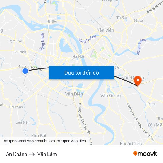An Khánh to Văn Lâm map