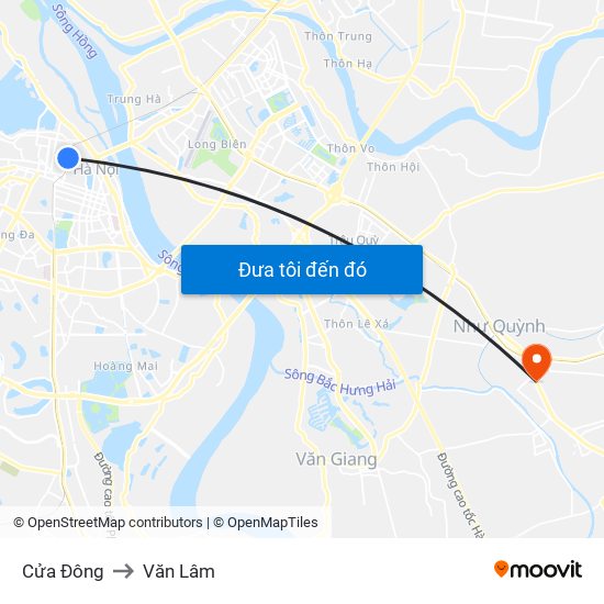Cửa Đông to Văn Lâm map