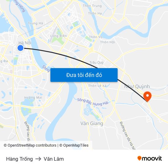 Hàng Trống to Văn Lâm map