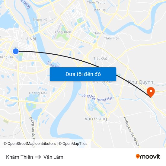 Khâm Thiên to Văn Lâm map
