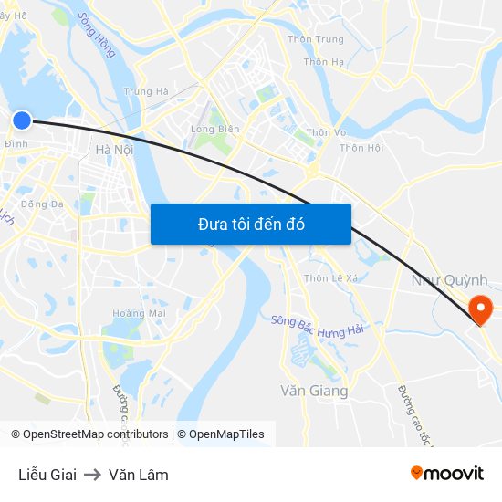 Liễu Giai to Văn Lâm map