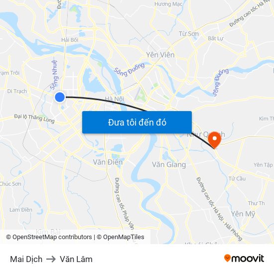 Mai Dịch to Văn Lâm map