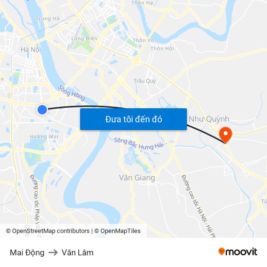 Mai Động to Văn Lâm map