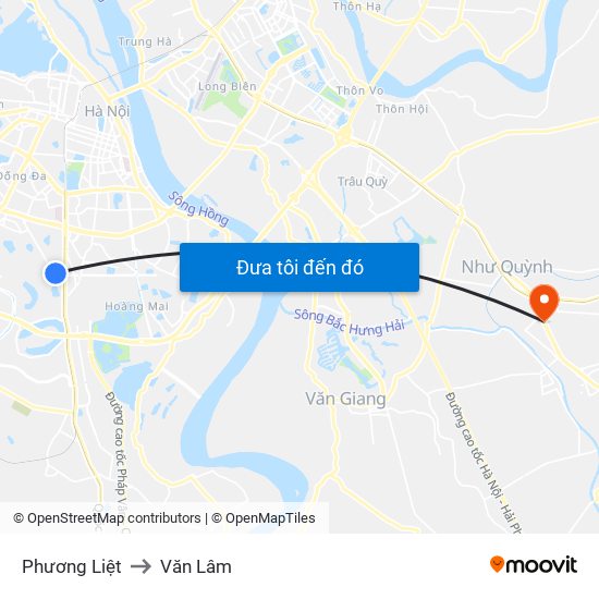 Phương Liệt to Văn Lâm map