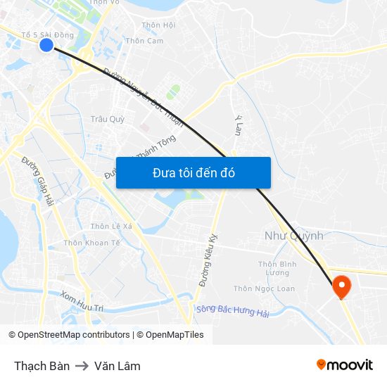 Thạch Bàn to Văn Lâm map