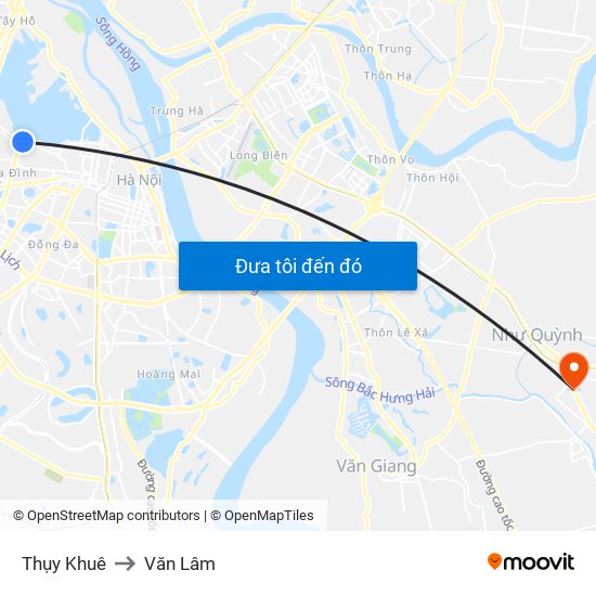 Thụy Khuê to Văn Lâm map