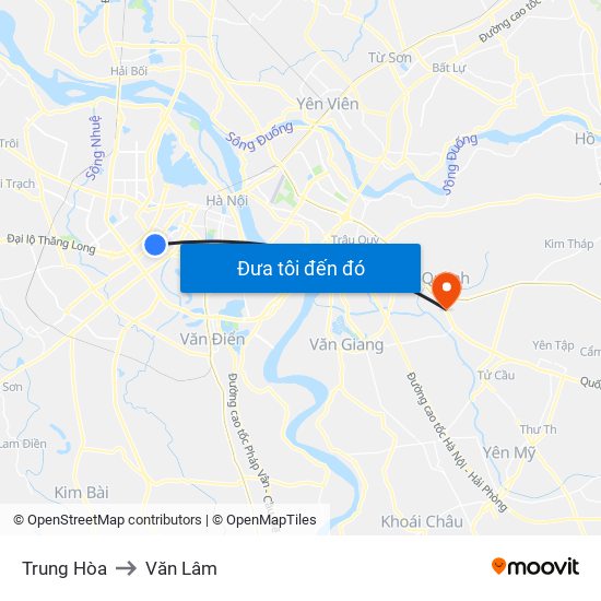 Trung Hòa to Văn Lâm map