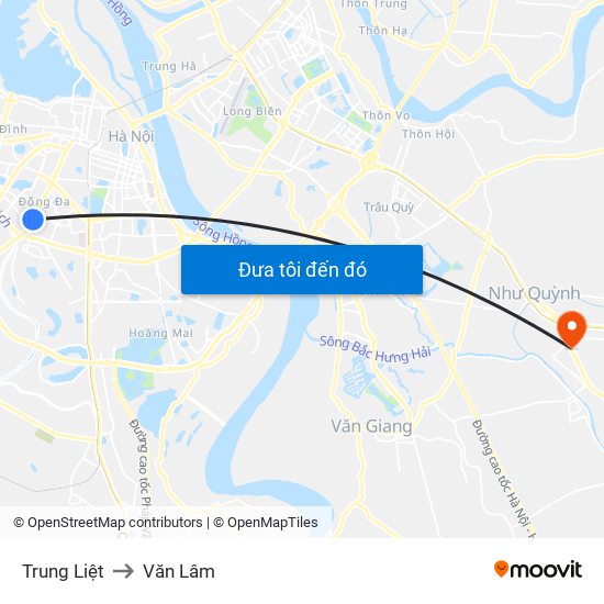 Trung Liệt to Văn Lâm map