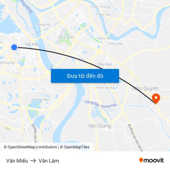 Văn Miếu to Văn Lâm map