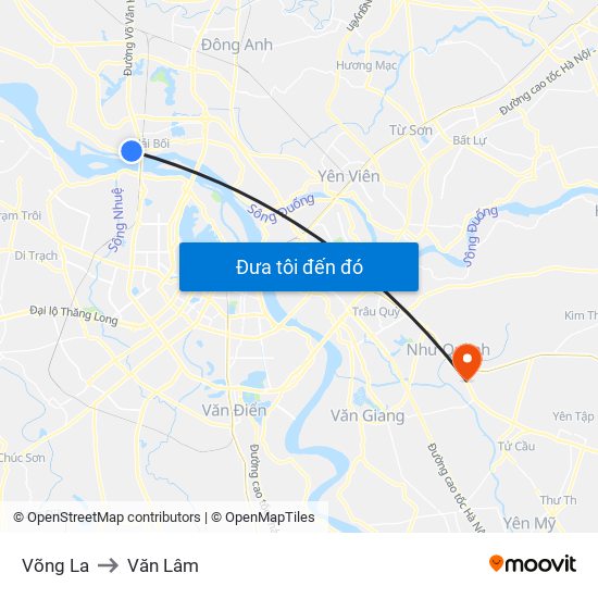 Võng La to Văn Lâm map