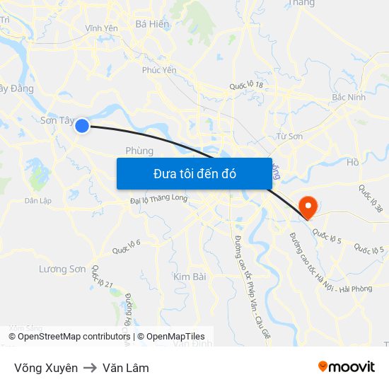 Võng Xuyên to Văn Lâm map