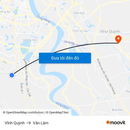 Vĩnh Quỳnh to Văn Lâm map
