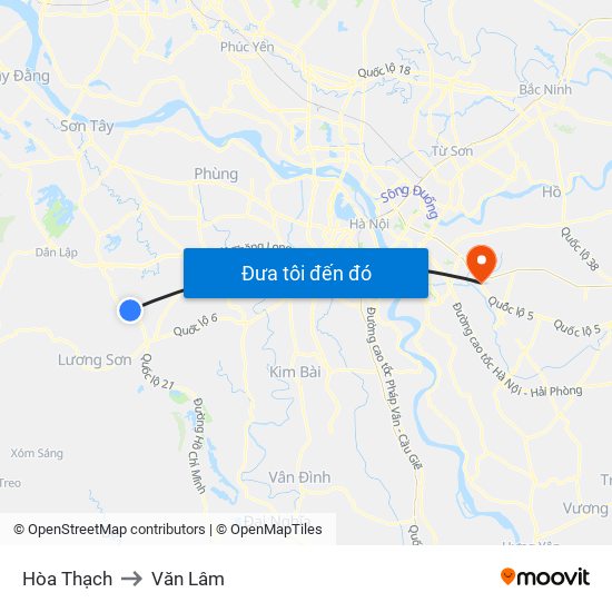 Hòa Thạch to Văn Lâm map