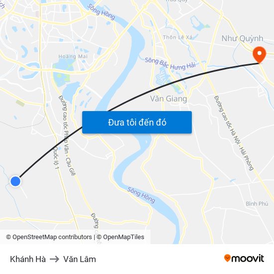 Khánh Hà to Văn Lâm map