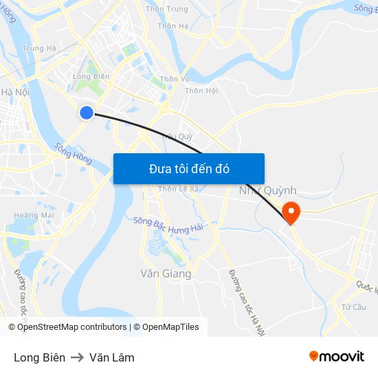 Long Biên to Văn Lâm map