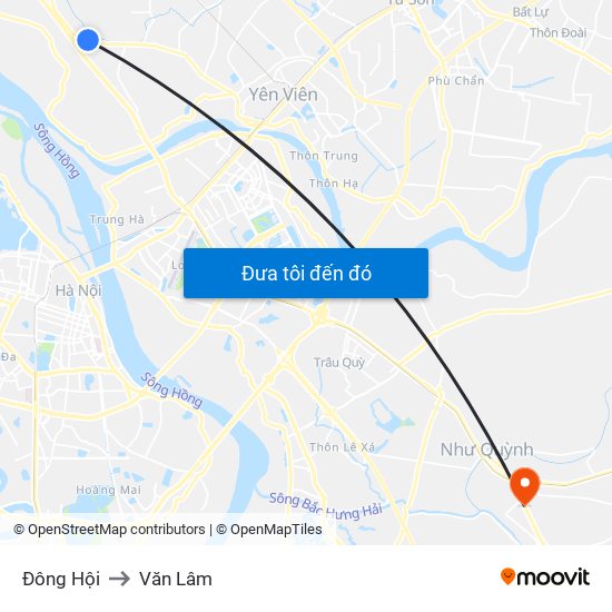 Đông Hội to Văn Lâm map