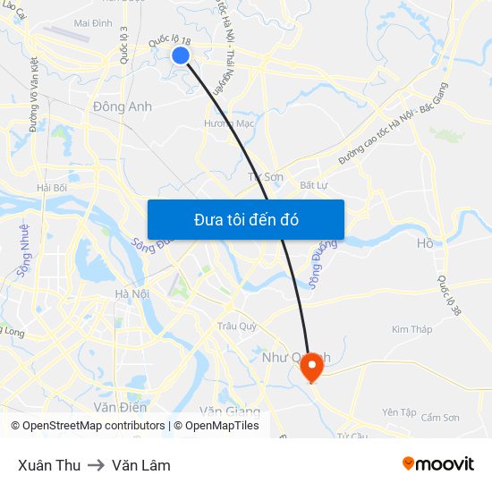 Xuân Thu to Văn Lâm map